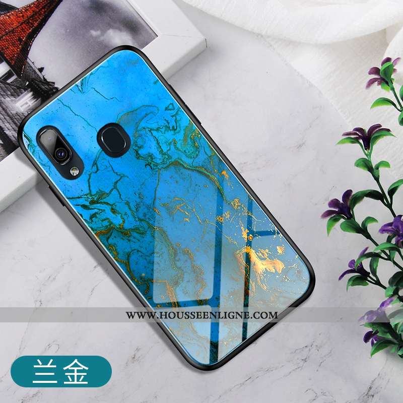 Coque Samsung Galaxy A20e Verre Ornements Suspendus Téléphone Portable Dégradé Support Bleu Étoile