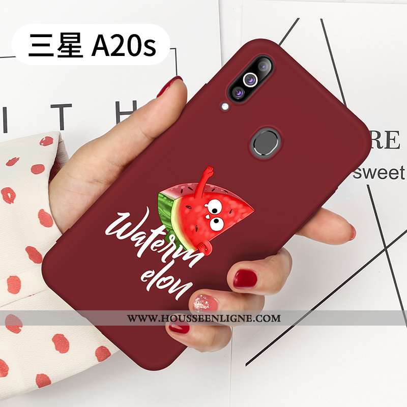 Coque Samsung Galaxy A20s Personnalité Créatif Silicone Net Rouge Incassable Étui Protection Verte