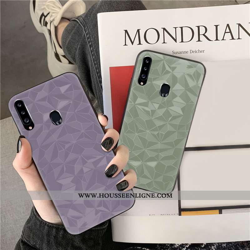 Coque Samsung Galaxy A20s Personnalité Fluide Doux Violet Téléphone Portable Net Rouge Couleur Unie 