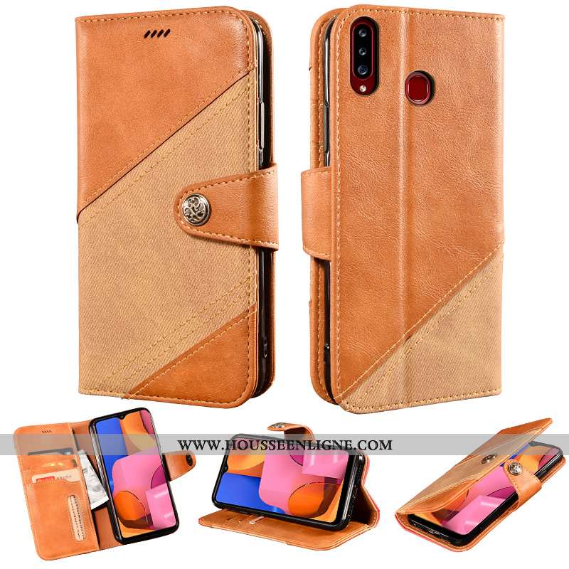 Coque Samsung Galaxy A20s Portefeuille Cuir Kaki Étui Housse Téléphone Portable Khaki