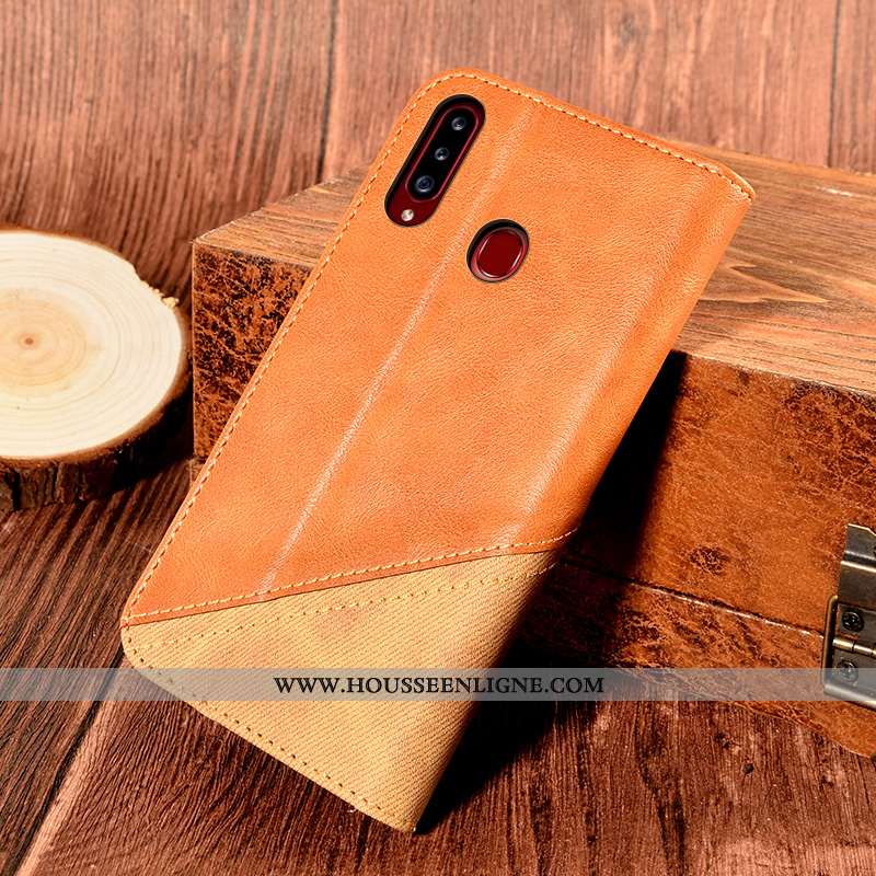 Coque Samsung Galaxy A20s Portefeuille Cuir Kaki Étui Housse Téléphone Portable Khaki