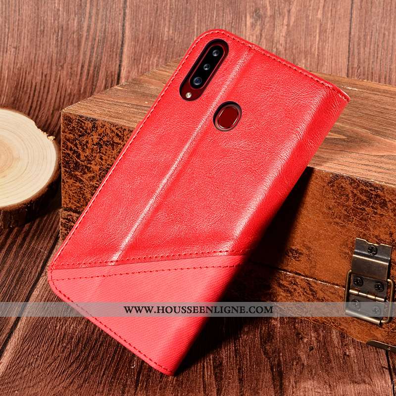 Coque Samsung Galaxy A20s Portefeuille Cuir Kaki Étui Housse Téléphone Portable Khaki