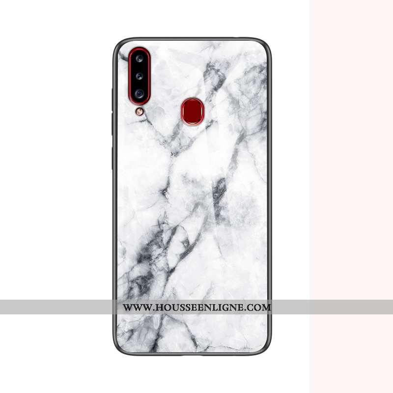 Coque Samsung Galaxy A20s Verre Tendance Incassable Difficile Tout Compris Téléphone Portable Blanch