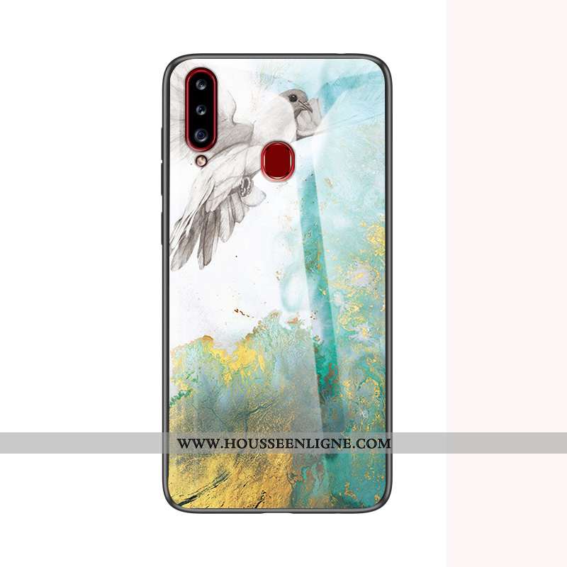Coque Samsung Galaxy A20s Verre Tendance Incassable Difficile Tout Compris Téléphone Portable Blanch
