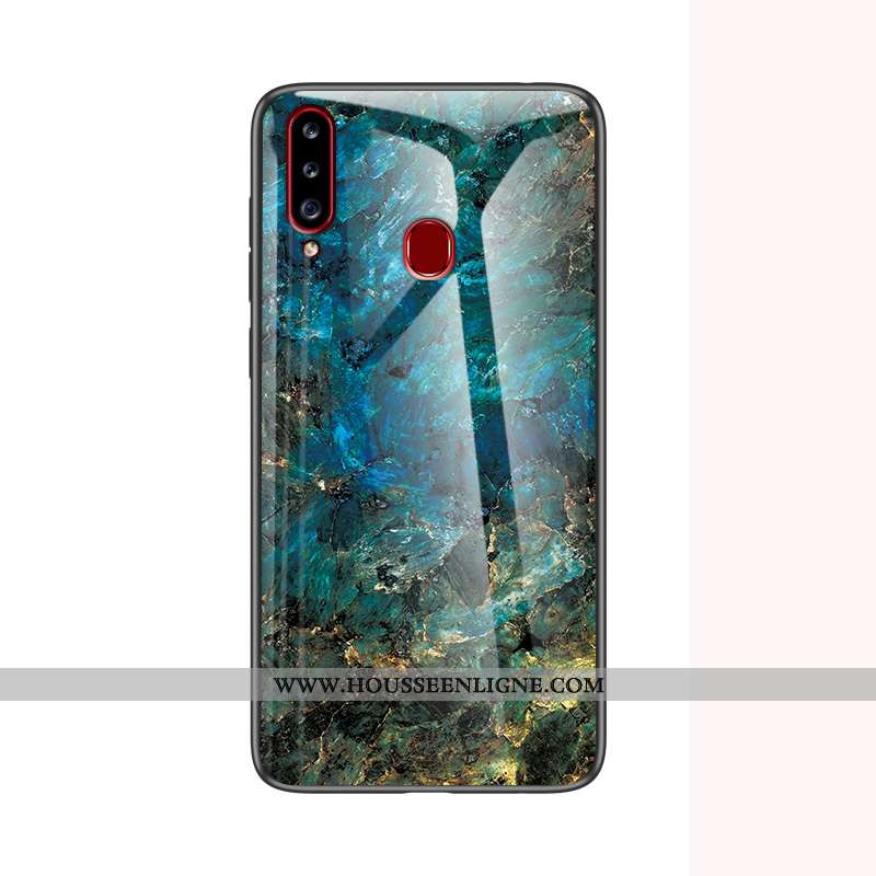 Coque Samsung Galaxy A20s Verre Tendance Incassable Difficile Tout Compris Téléphone Portable Blanch