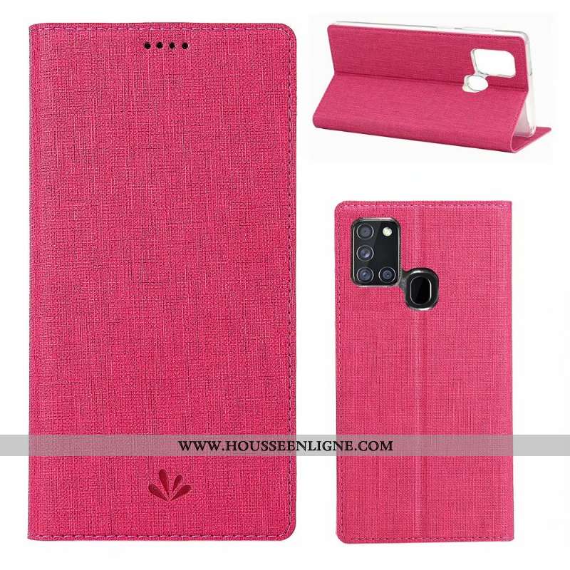 Coque Samsung Galaxy A21s Cuir Fluide Doux Étui Bleu Étoile Clamshell Incassable