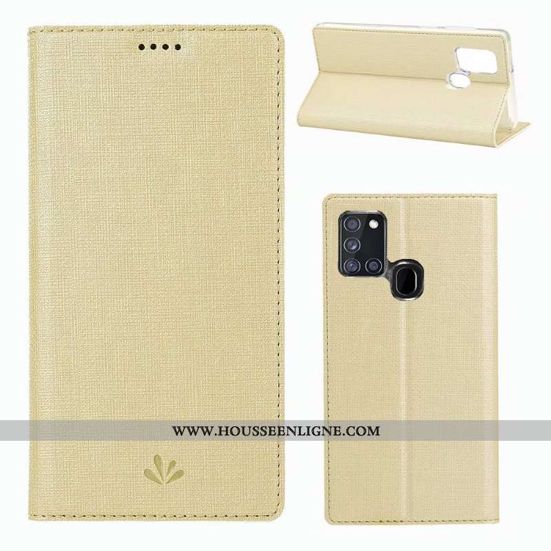 Coque Samsung Galaxy A21s Cuir Fluide Doux Étui Bleu Étoile Clamshell Incassable