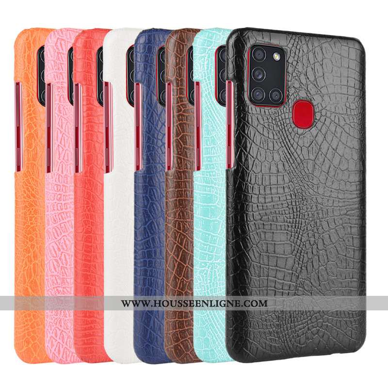 Coque Samsung Galaxy A21s Cuir Modèle Fleurie Noir Protection Téléphone Portable Étui