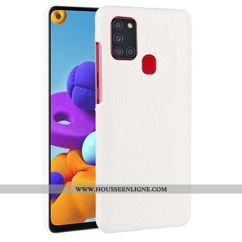 Coque Samsung Galaxy A21s Cuir Modèle Fleurie Noir Protection Téléphone Portable Étui