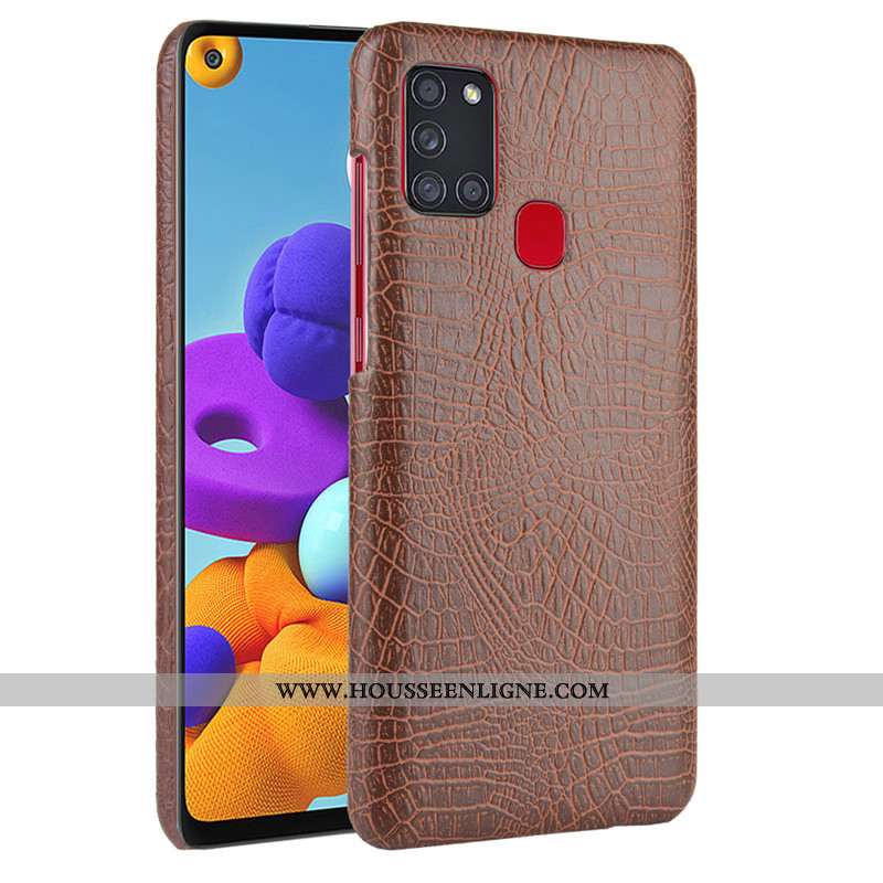 Coque Samsung Galaxy A21s Cuir Modèle Fleurie Noir Protection Téléphone Portable Étui