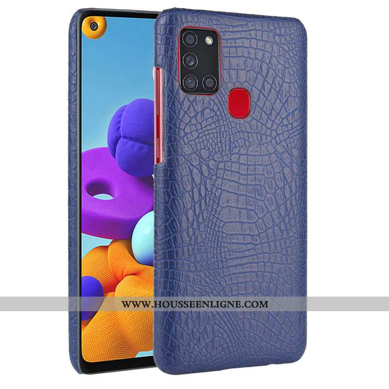 Coque Samsung Galaxy A21s Cuir Modèle Fleurie Noir Protection Téléphone Portable Étui
