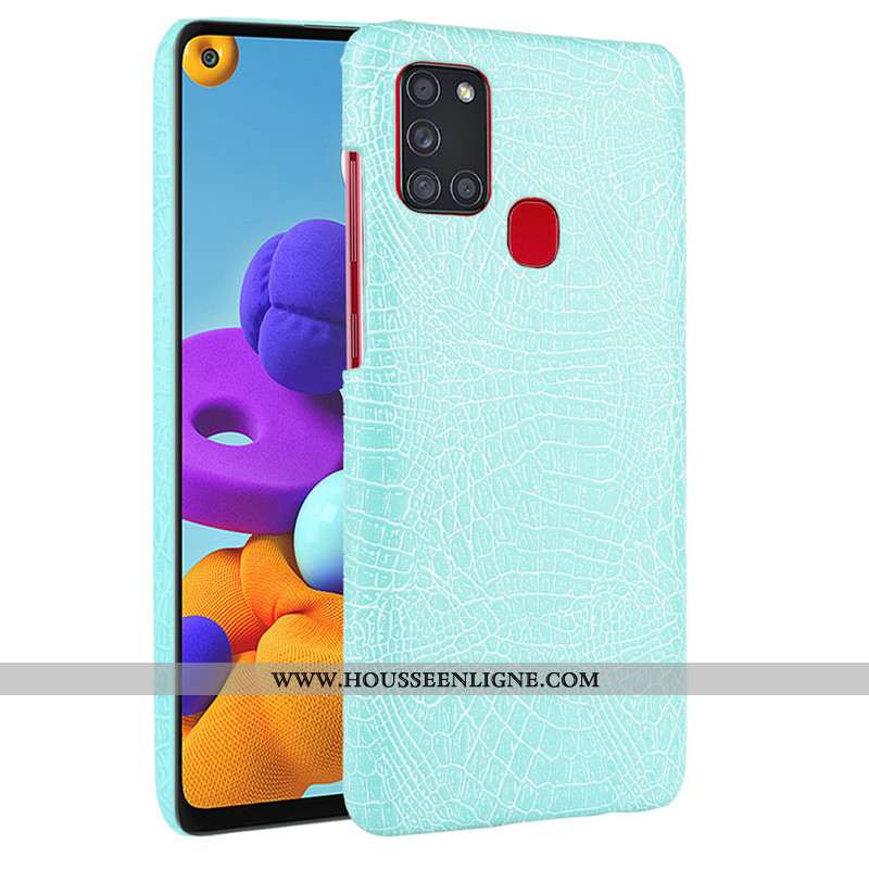 Coque Samsung Galaxy A21s Cuir Modèle Fleurie Noir Protection Téléphone Portable Étui