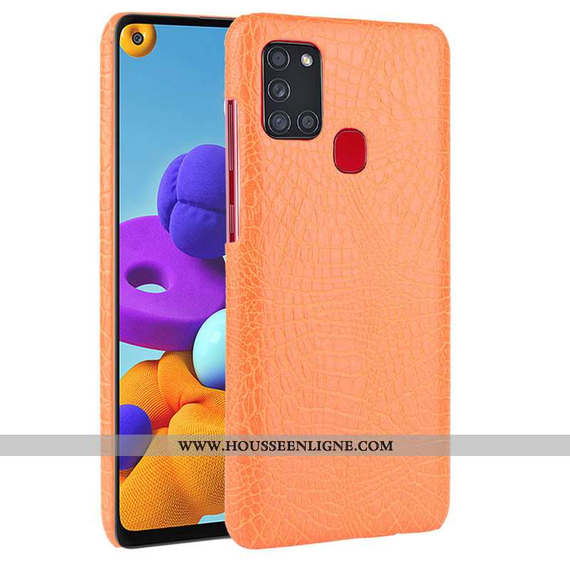 Coque Samsung Galaxy A21s Cuir Modèle Fleurie Noir Protection Téléphone Portable Étui