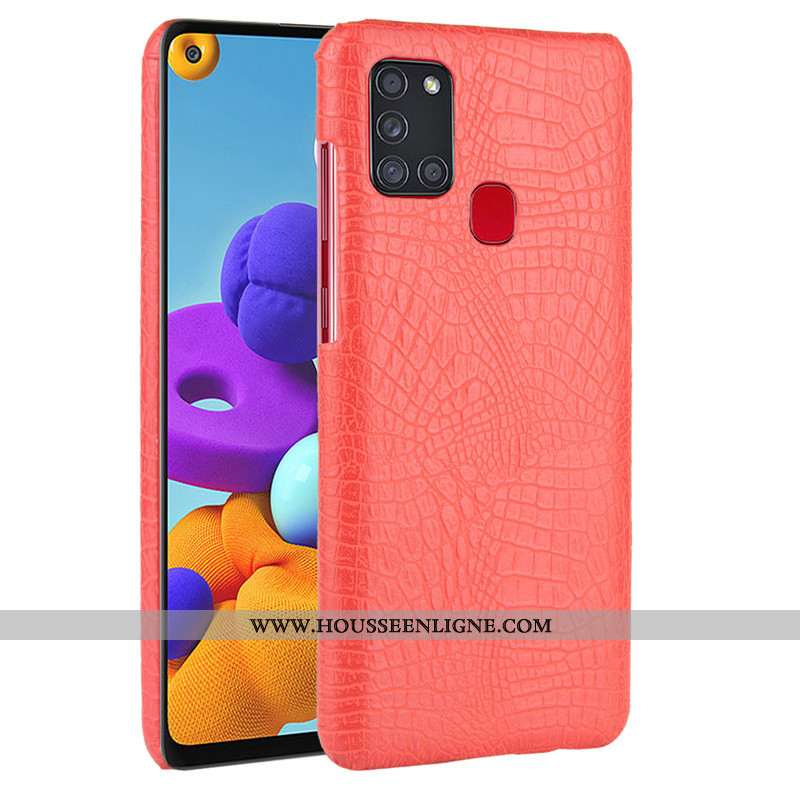 Coque Samsung Galaxy A21s Cuir Modèle Fleurie Noir Protection Téléphone Portable Étui