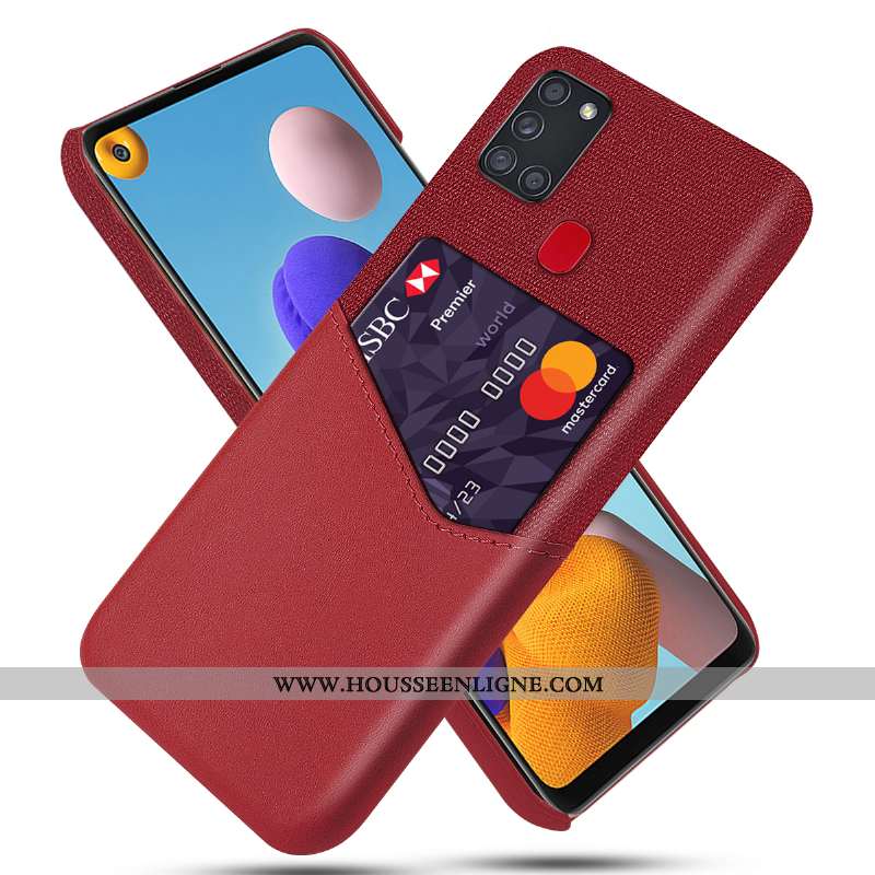 Coque Samsung Galaxy A21s Cuir Protection Incassable Étoile Téléphone Portable Personnalité Carte Ro