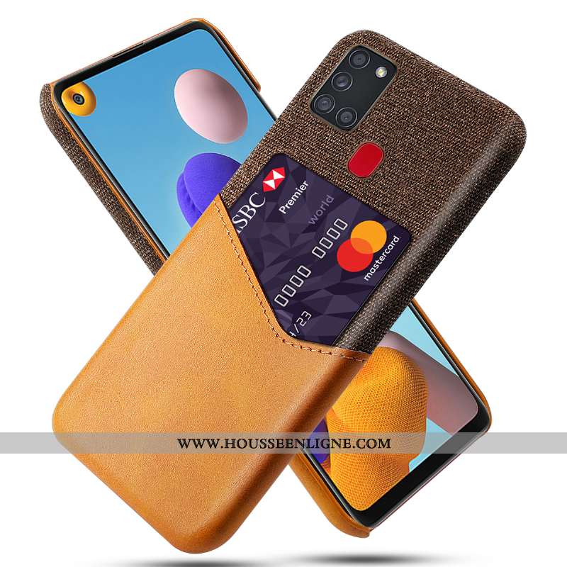 Coque Samsung Galaxy A21s Cuir Protection Incassable Étoile Téléphone Portable Personnalité Carte Ro
