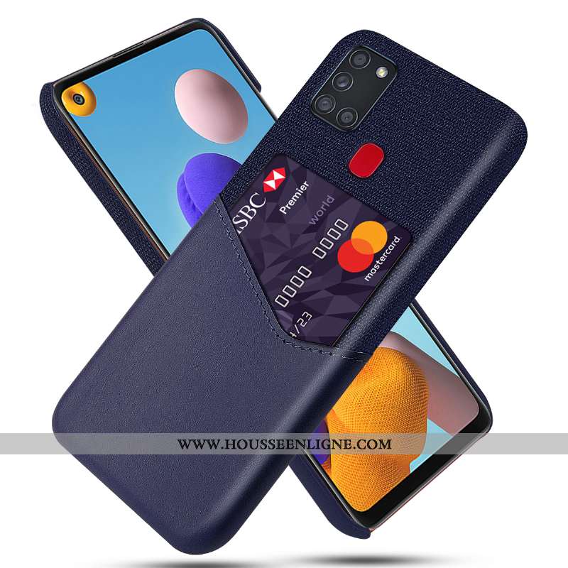 Coque Samsung Galaxy A21s Cuir Protection Incassable Étoile Téléphone Portable Personnalité Carte Ro