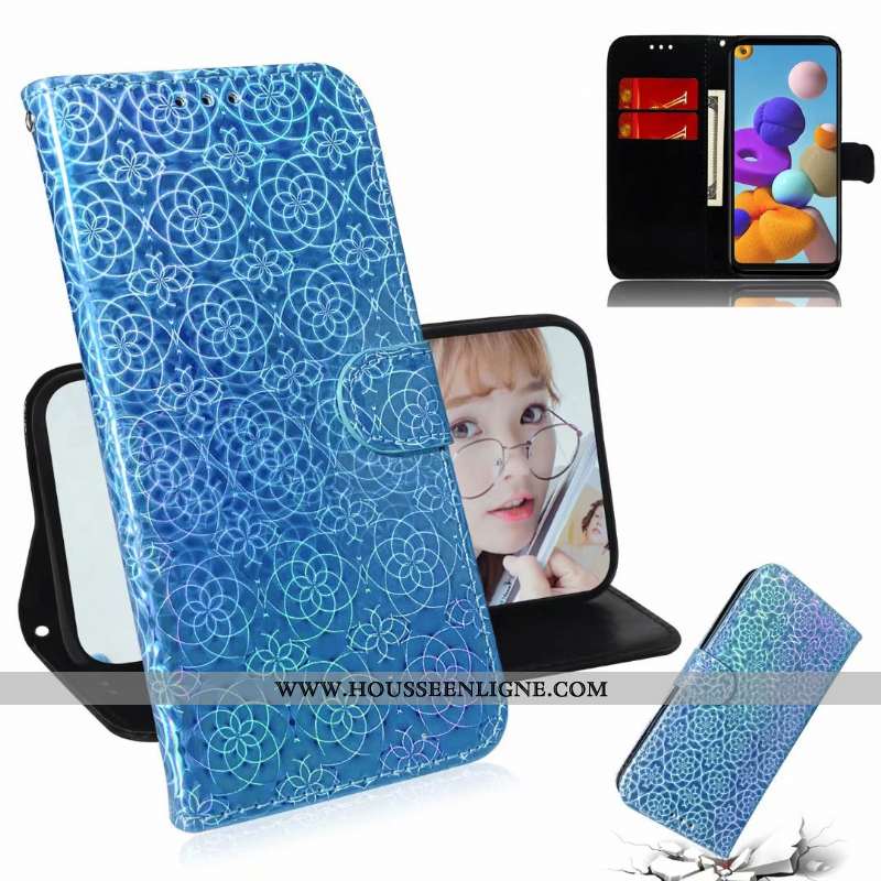 Coque Samsung Galaxy A21s Cuir Téléphone Portable Incassable Or Étui Étoile Coloré Doré