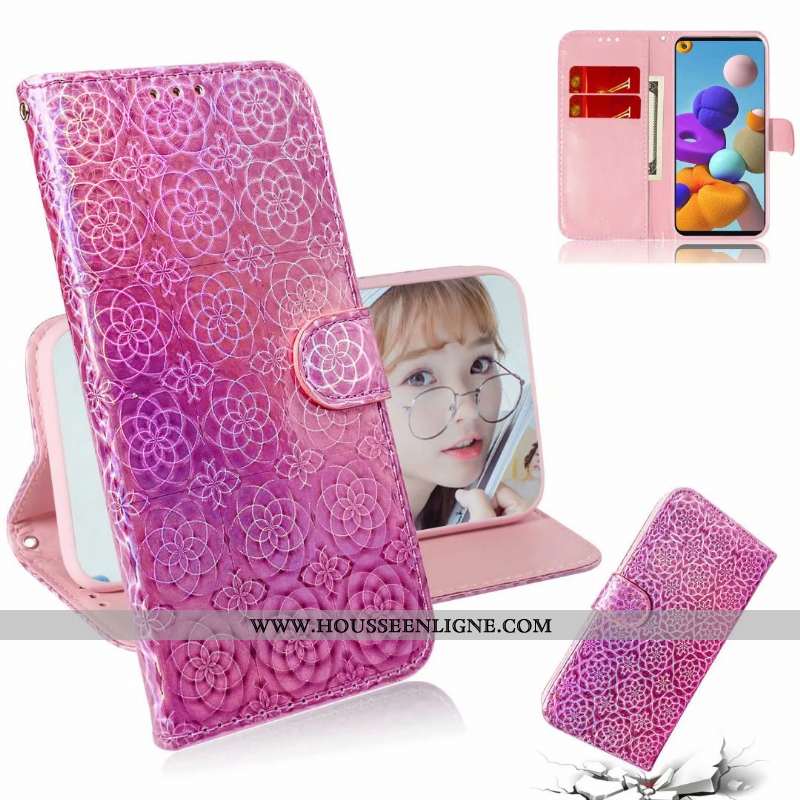 Coque Samsung Galaxy A21s Cuir Téléphone Portable Incassable Or Étui Étoile Coloré Doré