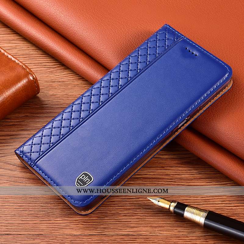 Coque Samsung Galaxy A21s Cuir Véritable Protection Bleu Incassable Étoile Téléphone Portable
