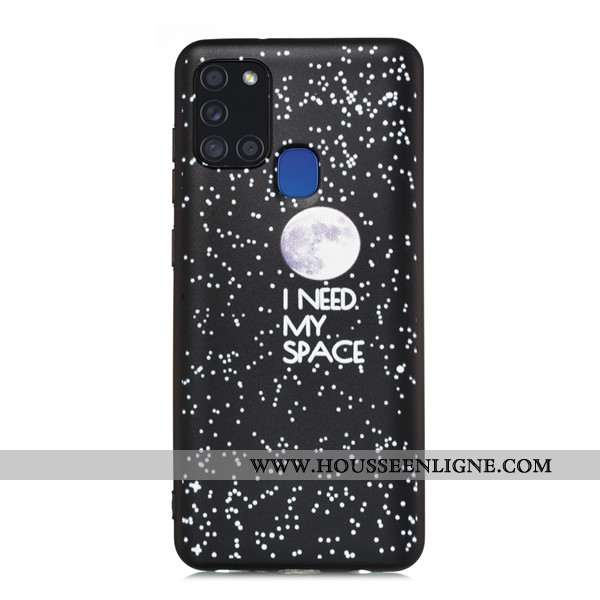 Coque Samsung Galaxy A21s Délavé En Daim Dessin Animé Téléphone Portable Tout Compris Étui Noir
