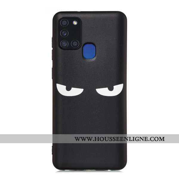 Coque Samsung Galaxy A21s Délavé En Daim Dessin Animé Téléphone Portable Tout Compris Étui Noir