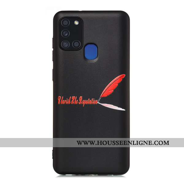 Coque Samsung Galaxy A21s Délavé En Daim Dessin Animé Téléphone Portable Tout Compris Étui Noir