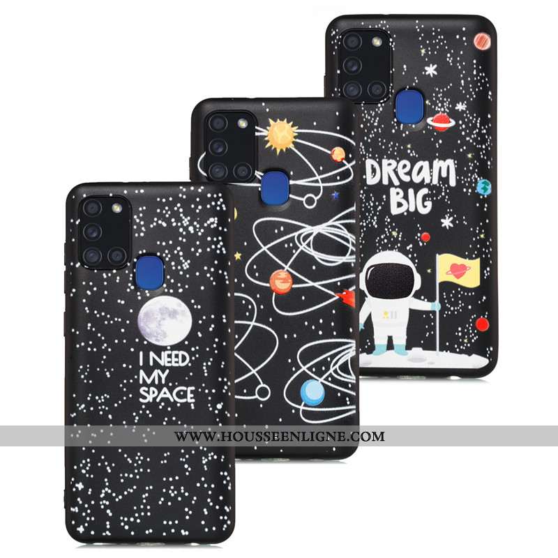 Coque Samsung Galaxy A21s Délavé En Daim Dessin Animé Téléphone Portable Tout Compris Étui Noir