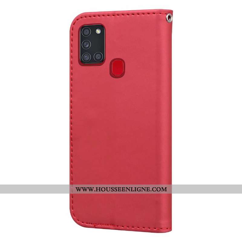 Coque Samsung Galaxy A21s Fluide Doux Protection Rouge Animal Clamshell Étui