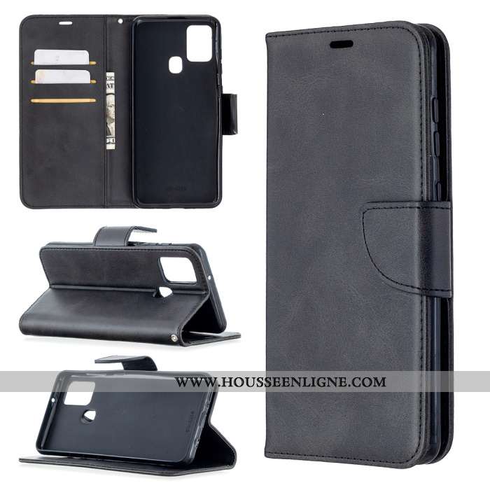 Coque Samsung Galaxy A21s Modèle Fleurie Protection Cuir Étoile Couleur Unie Étui Gris