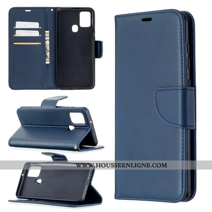 Coque Samsung Galaxy A21s Modèle Fleurie Protection Cuir Étoile Couleur Unie Étui Gris
