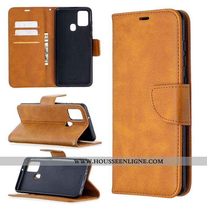 Coque Samsung Galaxy A21s Modèle Fleurie Protection Cuir Étoile Couleur Unie Étui Gris