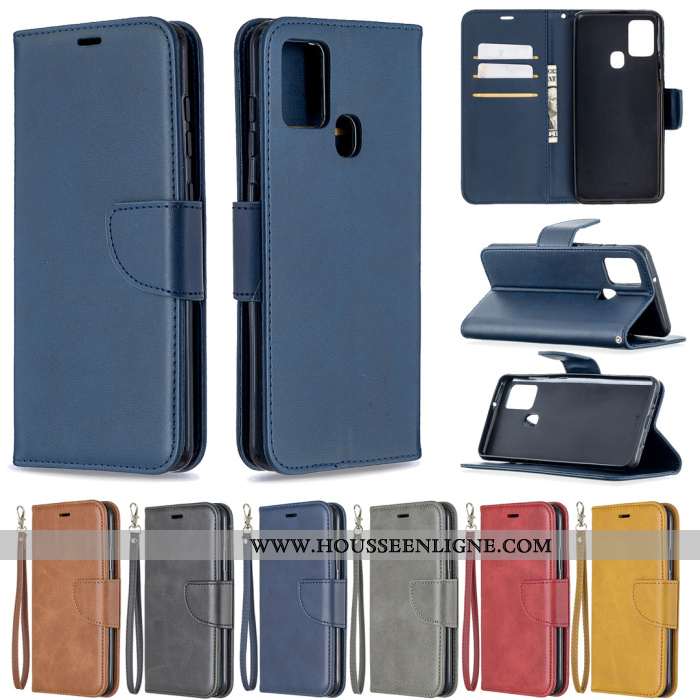 Coque Samsung Galaxy A21s Modèle Fleurie Protection Cuir Étoile Couleur Unie Étui Gris