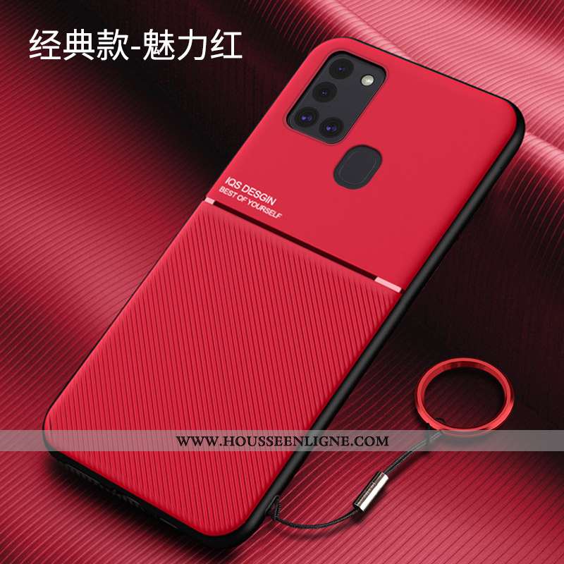 Coque Samsung Galaxy A21s Personnalité Créatif Fluide Doux Délavé En Daim Anneau Étui Ultra Noir