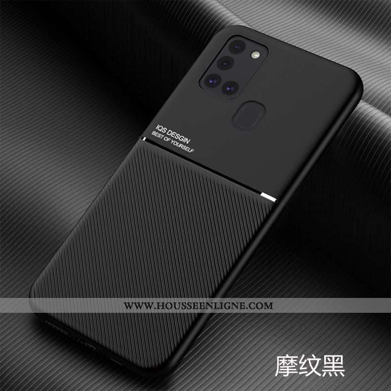 Coque Samsung Galaxy A21s Personnalité Créatif Fluide Doux Délavé En Daim Anneau Étui Ultra Noir