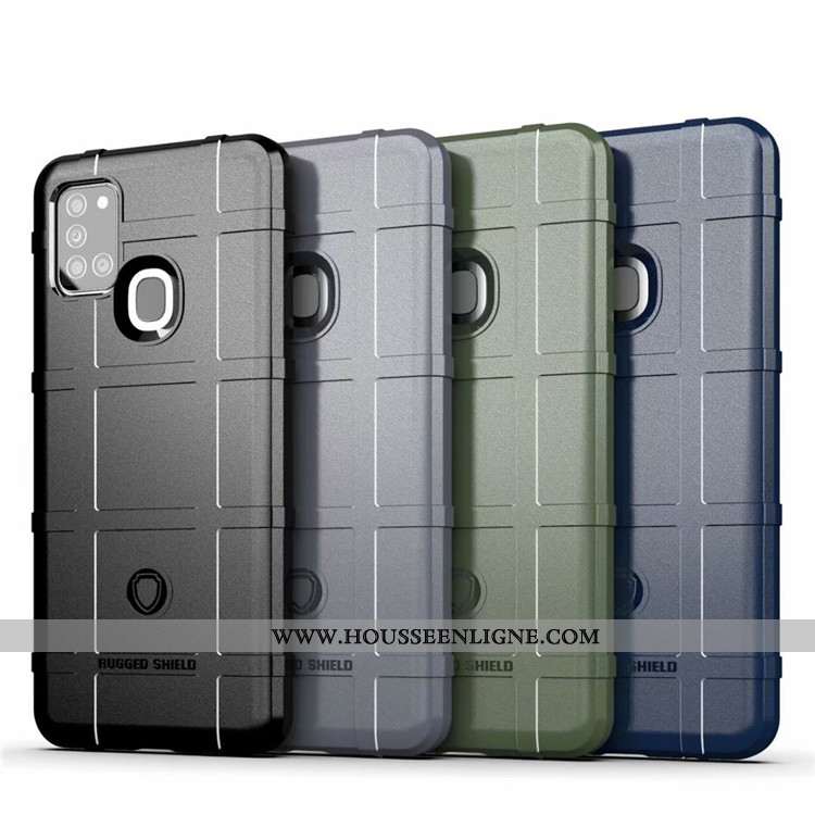 Coque Samsung Galaxy A21s Personnalité Délavé En Daim Téléphone Portable Incassable Trois Défenses É