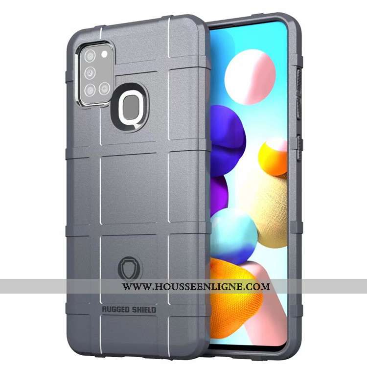 Coque Samsung Galaxy A21s Personnalité Délavé En Daim Téléphone Portable Incassable Trois Défenses É