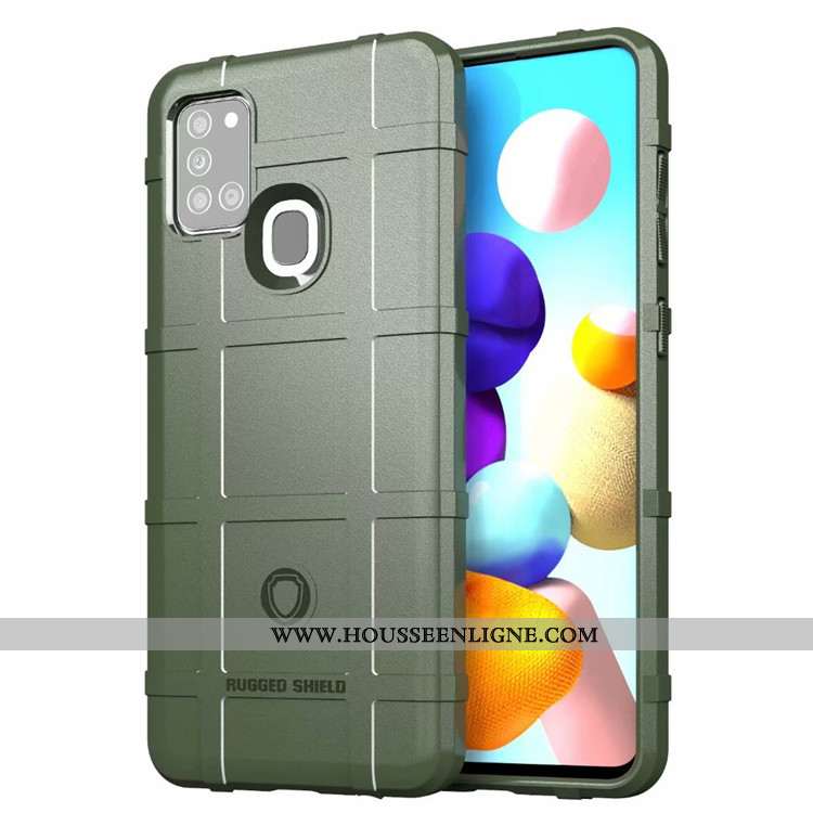 Coque Samsung Galaxy A21s Personnalité Délavé En Daim Téléphone Portable Incassable Trois Défenses É