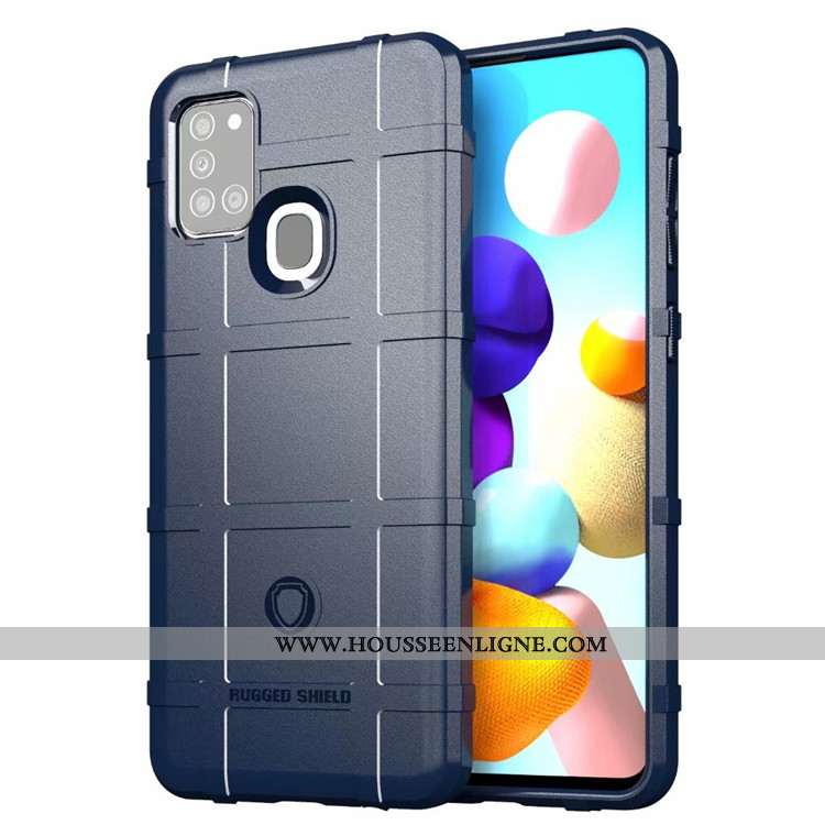 Coque Samsung Galaxy A21s Personnalité Délavé En Daim Téléphone Portable Incassable Trois Défenses É