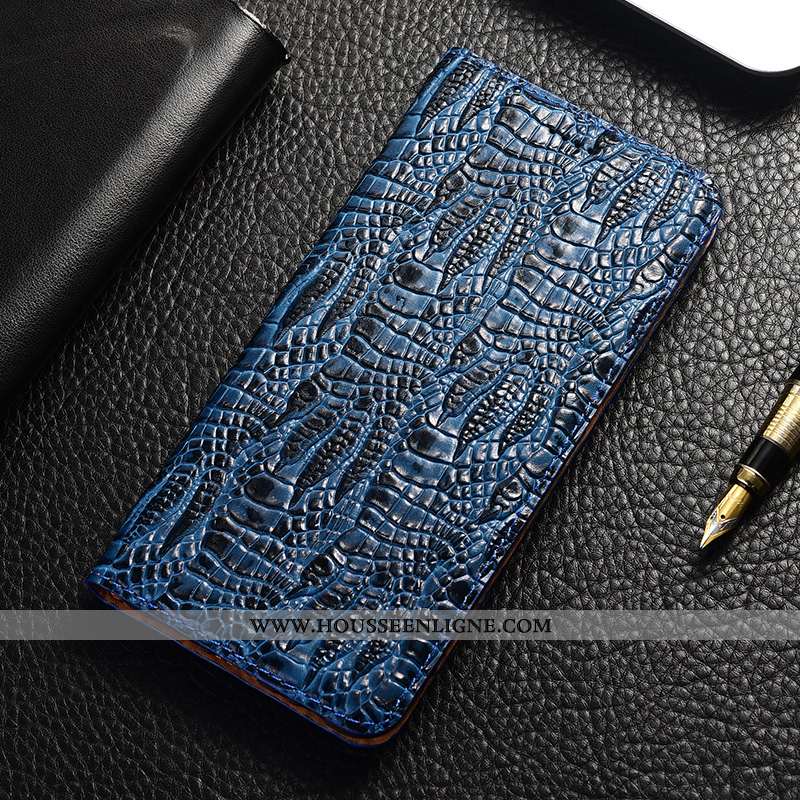 Coque Samsung Galaxy A21s Protection Cuir Véritable Housse Bleu Tout Compris Incassable