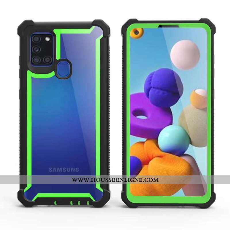 Coque Samsung Galaxy A21s Protection Difficile Vert Tout Compris Téléphone Portable Ballon Étoile Ve