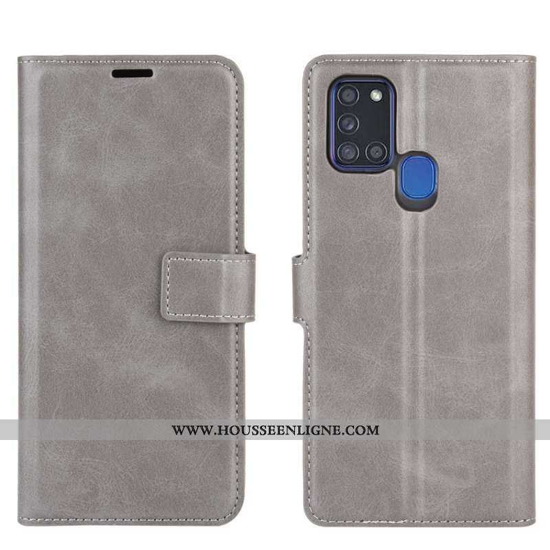 Coque Samsung Galaxy A21s Protection Ornements Suspendus Rouge Étui Étoile Cuir