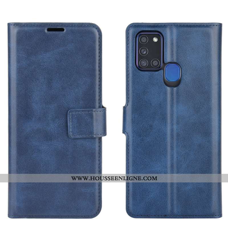 Coque Samsung Galaxy A21s Protection Ornements Suspendus Rouge Étui Étoile Cuir