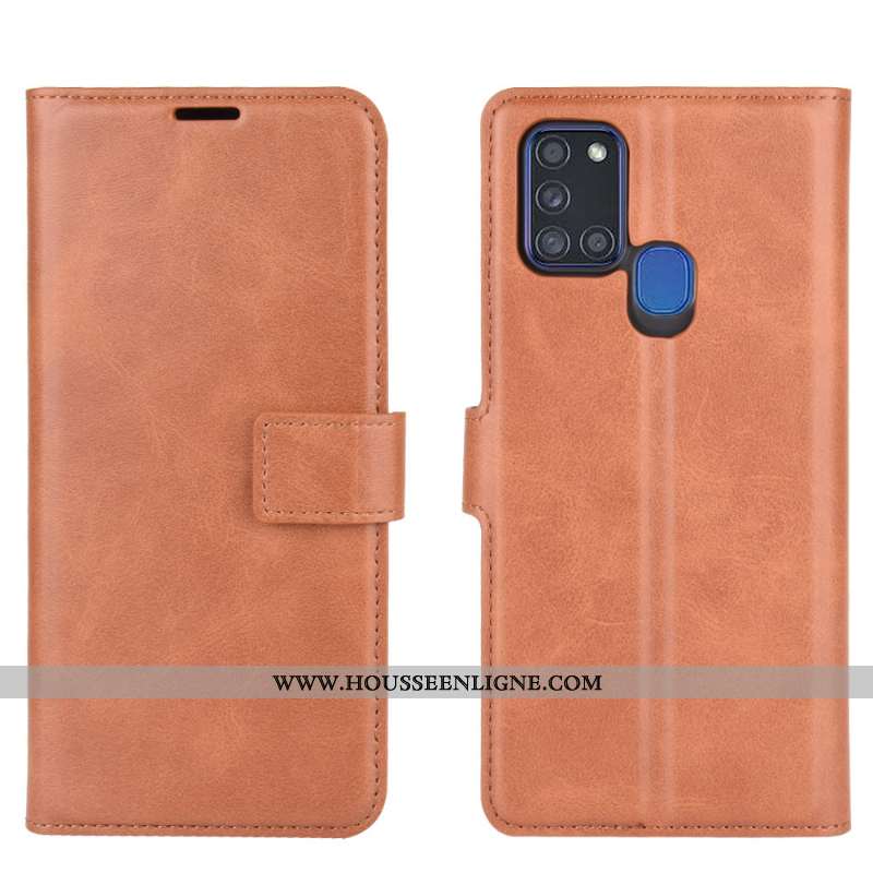 Coque Samsung Galaxy A21s Protection Ornements Suspendus Rouge Étui Étoile Cuir