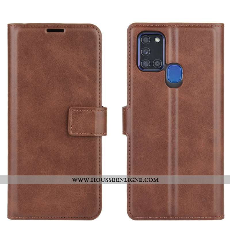 Coque Samsung Galaxy A21s Protection Ornements Suspendus Rouge Étui Étoile Cuir