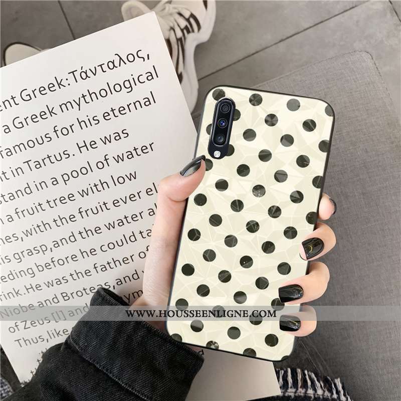 Coque Samsung Galaxy A30s Fluide Doux Losange Cœur Bleu Téléphone Portable Point D'onde
