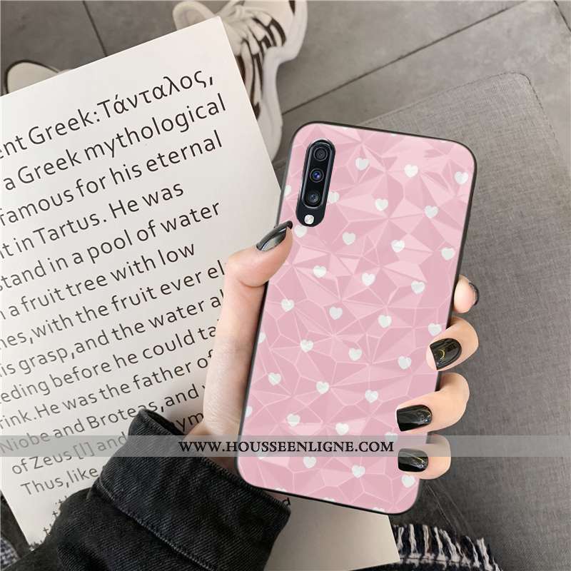 Coque Samsung Galaxy A30s Fluide Doux Losange Cœur Bleu Téléphone Portable Point D'onde