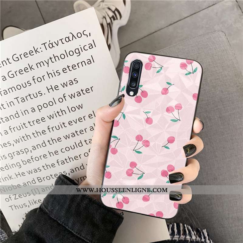 Coque Samsung Galaxy A30s Fluide Doux Losange Cœur Bleu Téléphone Portable Point D'onde