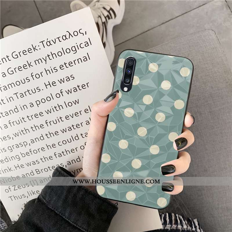 Coque Samsung Galaxy A30s Fluide Doux Losange Cœur Bleu Téléphone Portable Point D'onde