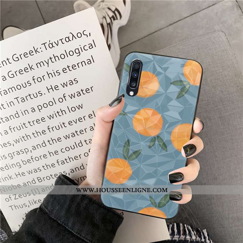 Coque Samsung Galaxy A30s Fluide Doux Losange Cœur Bleu Téléphone Portable Point D'onde